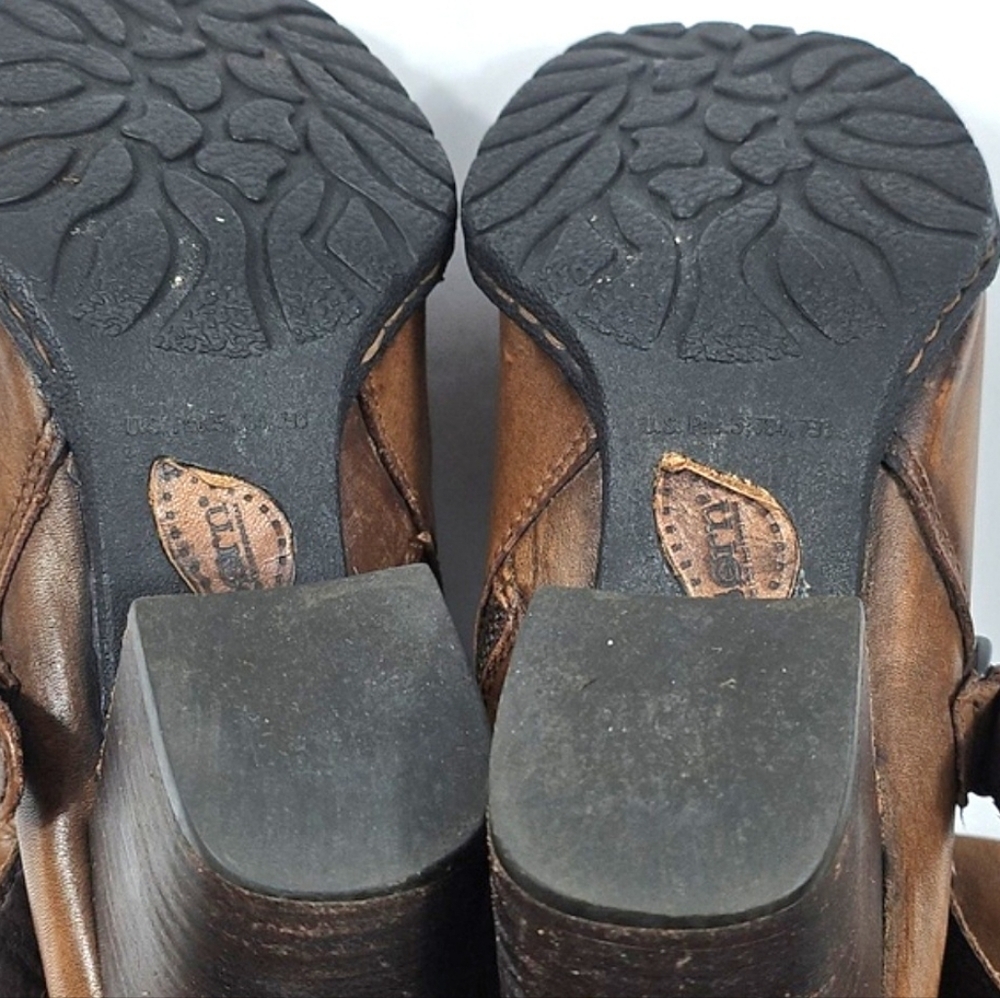 Born Milari Marrone Brown Leather Buckle Strap Tall Knee High Block Heel Boot - Picture 12 of 16
